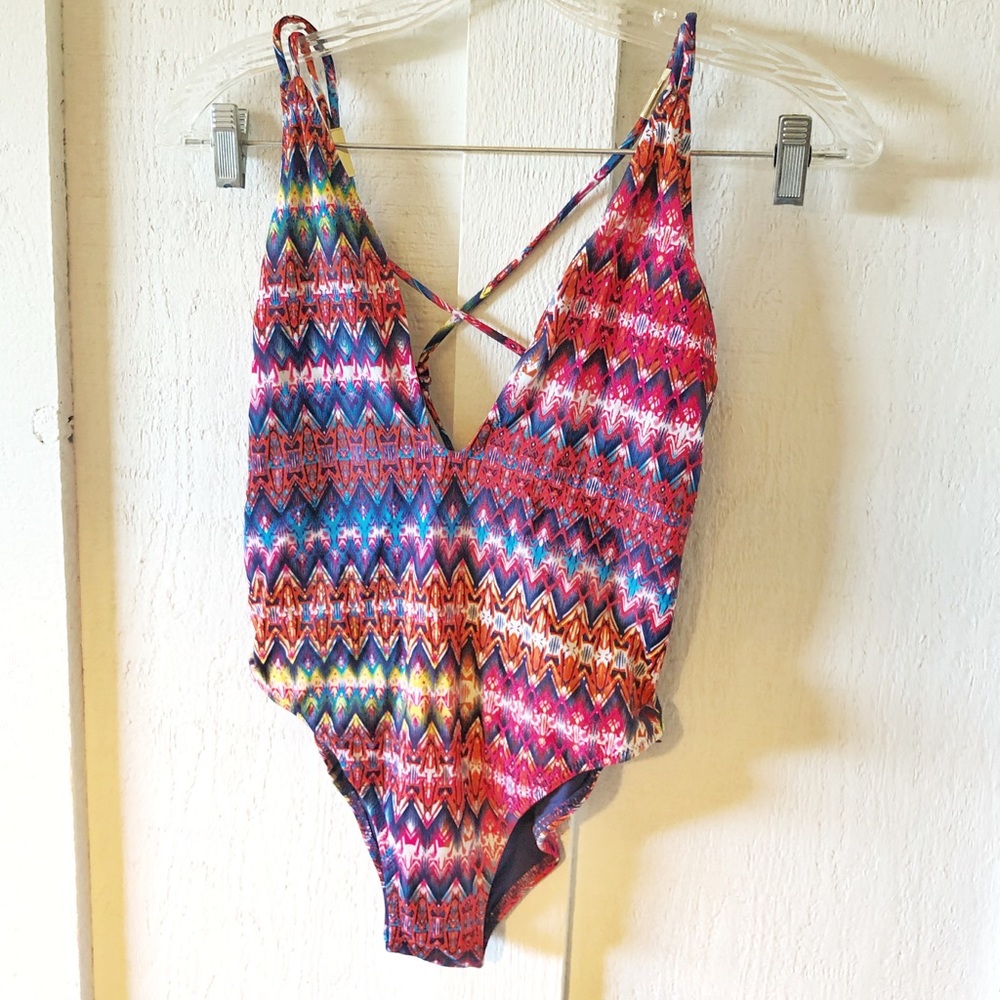 TopShop Multi-Color Low-Cut One Piece Swimsuit